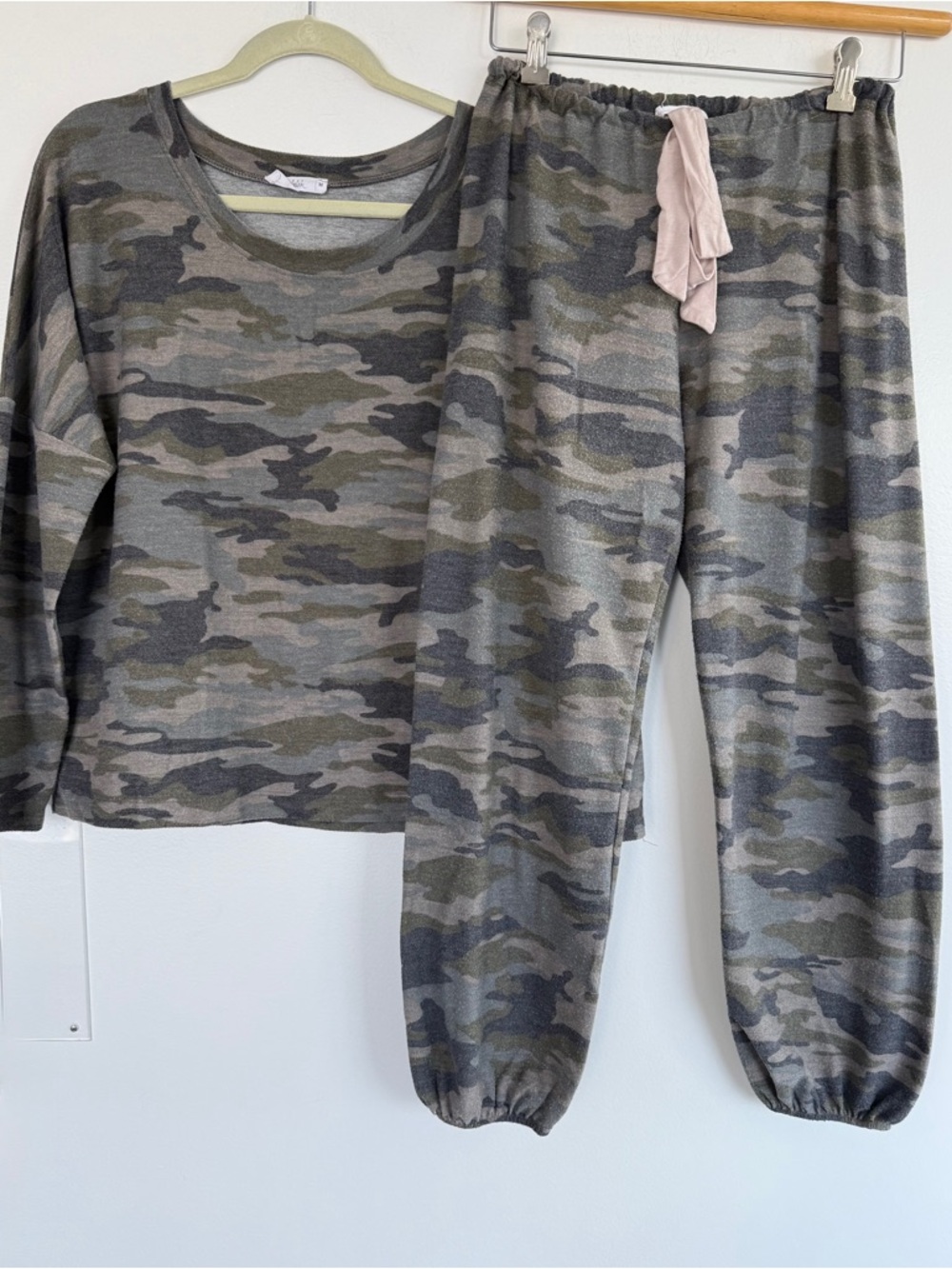 Arlington Camo Track Joggers - Olive Camo Women's Lounge Pants and Sweat Top, M
